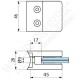 Pince à verre en zamak pour tube de diamètre 42,4 - Dimension 45x46 (épaisseur verre 44/2)