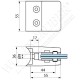 Pince à verre en zamak pour tube de diamètre 42,4 - Dimension 55x55 (épaisseur verre44/2)