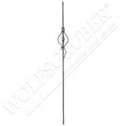 Barreau carré de 12mm - Longueur 1200mm avec ornement