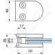 Pince à verre en zamak pour tube de diamètre 42,4 - Dimension 50x40 (épaisseur verre 44/2)