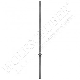 Barreau en fer forgé diamètre 14mm, Longueur 1000mm - 1 noeud