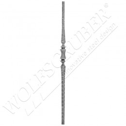 Départ de rampe carré 25mm, Longueur 1200mm - 1 noeud de 220