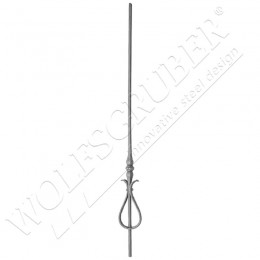 Barreau de diamètre 12mm, Longueur 1000mm avec ornement en bas - 1 noeud