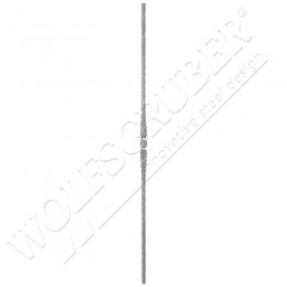 Barreau martelé carré 12mm, Longueur 1000mm - 1 motif applati