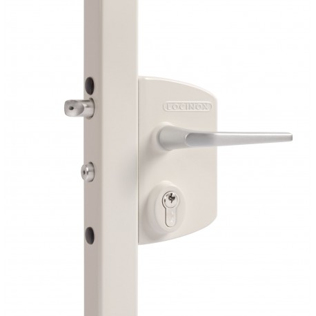 Serrure type industriel coffre blanc profil 60/70 - Portail battant