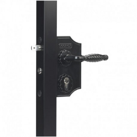 Serrure type fer forgé coffre 80 noir profil 50 - Portail battant