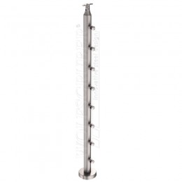 Montant en inox rond pour lisse traversante - Fixation au sol