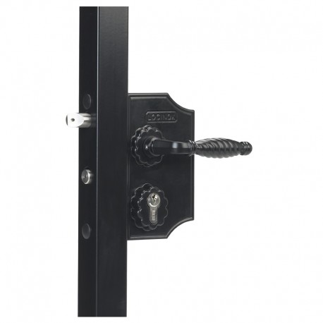 Serrure type fer forgé coffre 90 noir profil 40/50 - Portail battant